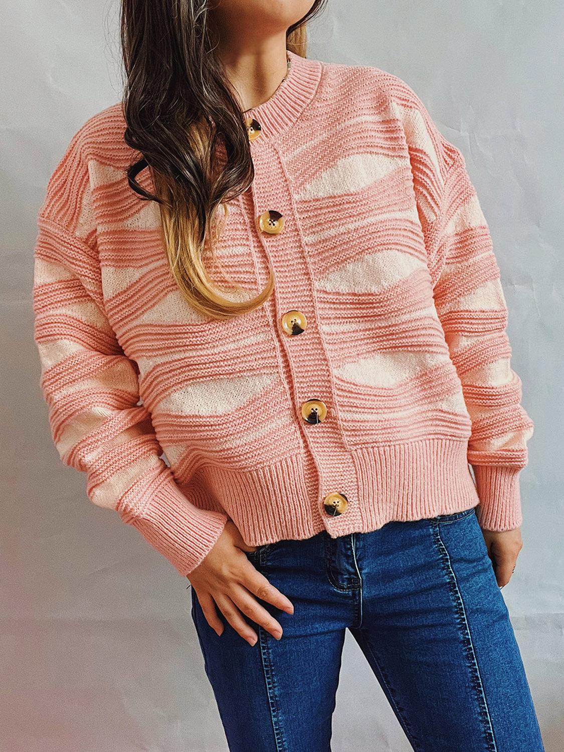 Color Block Button Front Cardigan Carauana Store