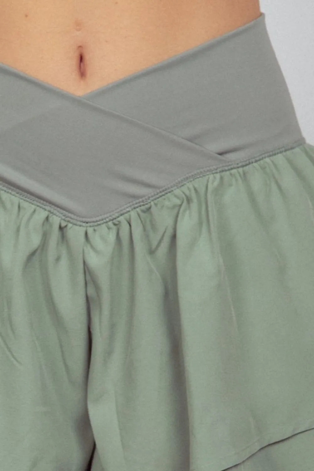 VERY J V-Shaped High Waist Layered Active Shorts Carauana Store