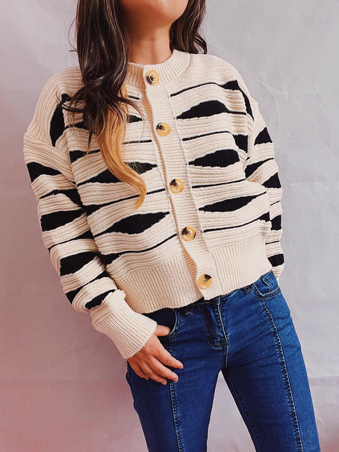 Color Block Button Front Cardigan Carauana Store