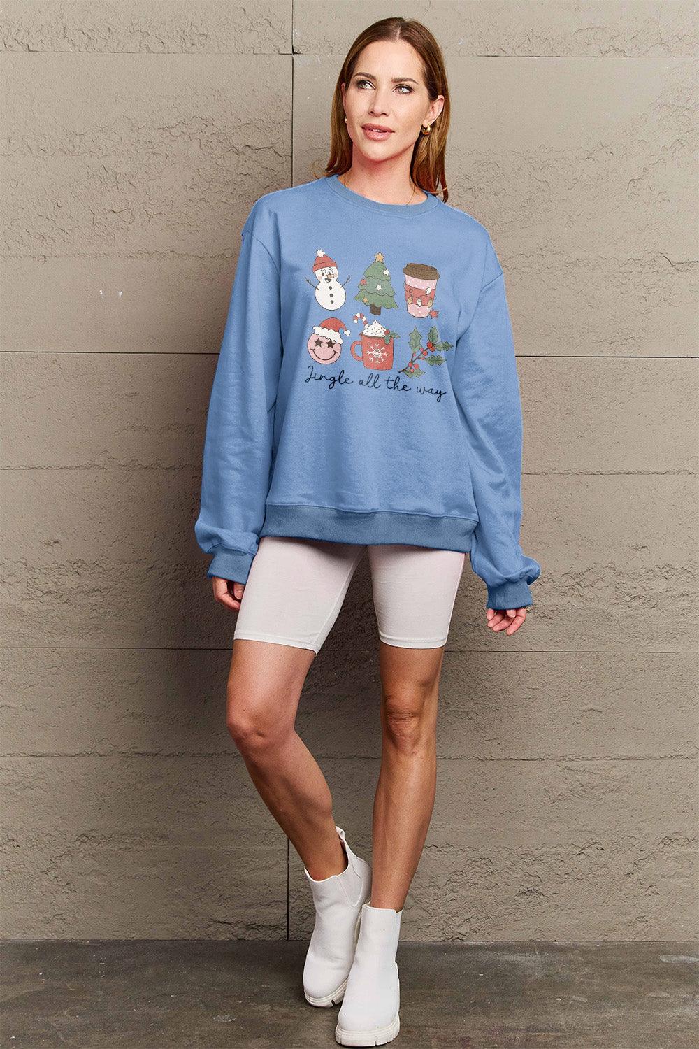 Simply Love Full Size JINGLE ALL THE WAY Long Sleeve Sweatshirt Carauana Store