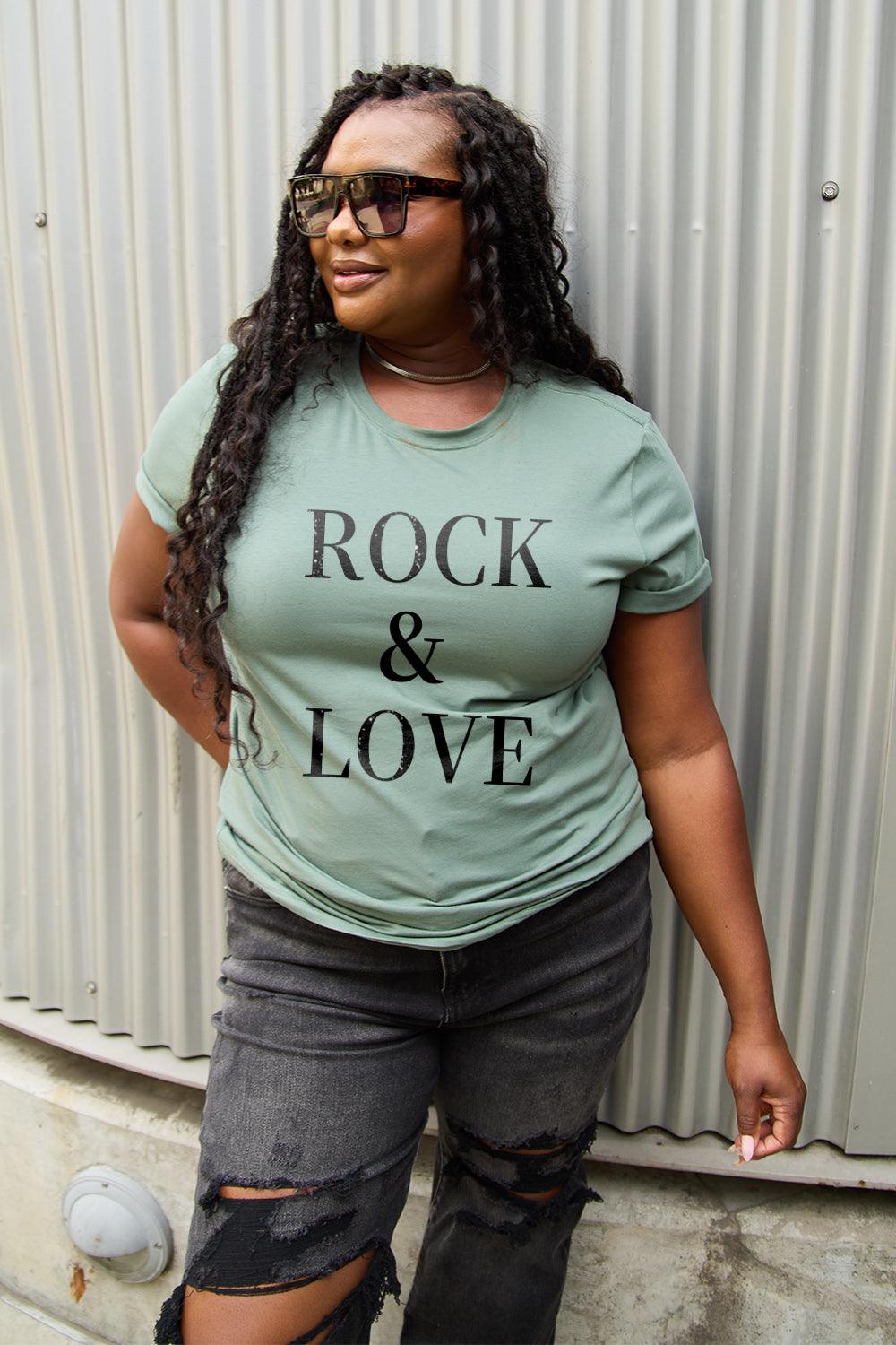 Simply Love Full Size ROCK & LOVE Short Sleeve T-Shirt Carauana Store