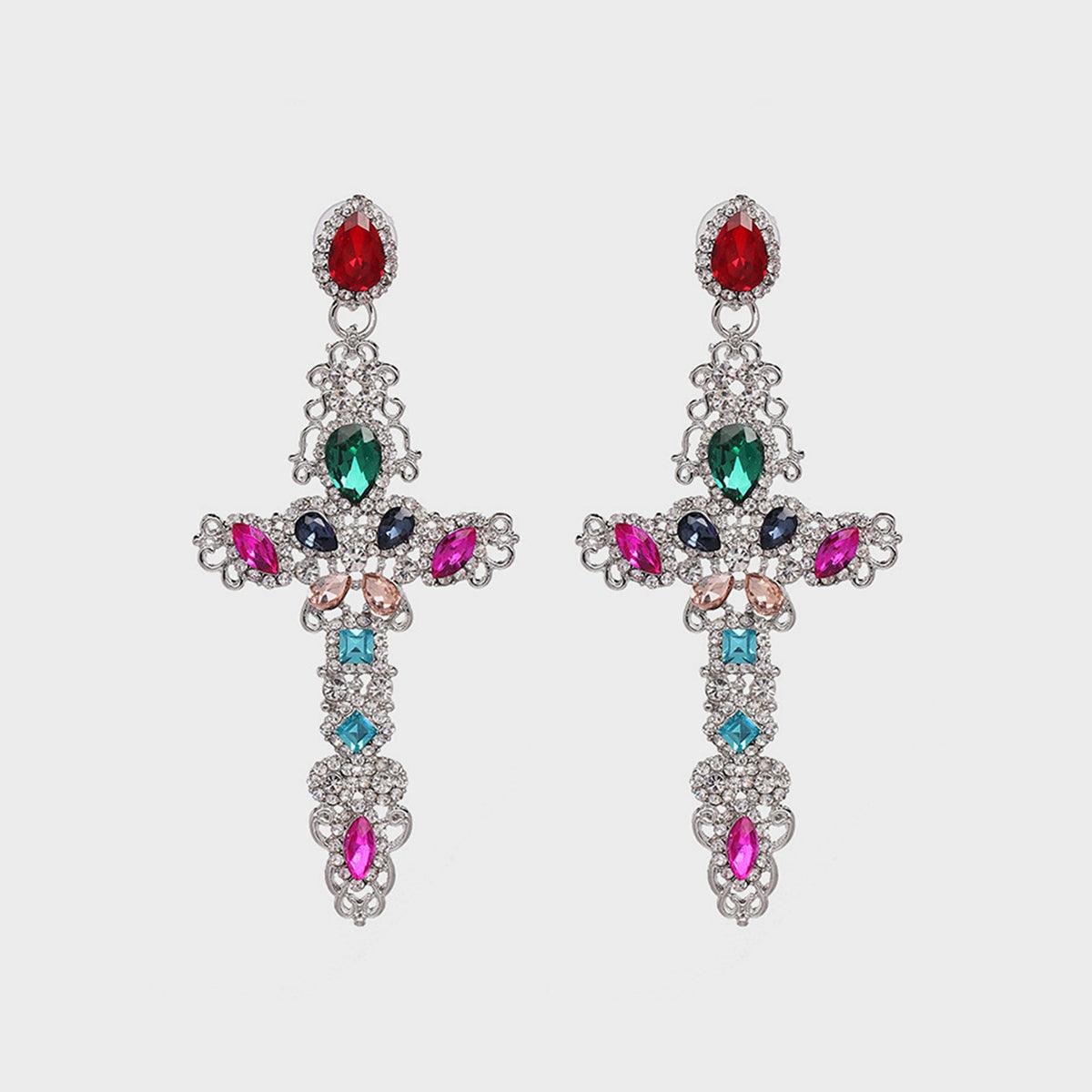 Rhinestone Alloy Cross Earrings Carauana Store