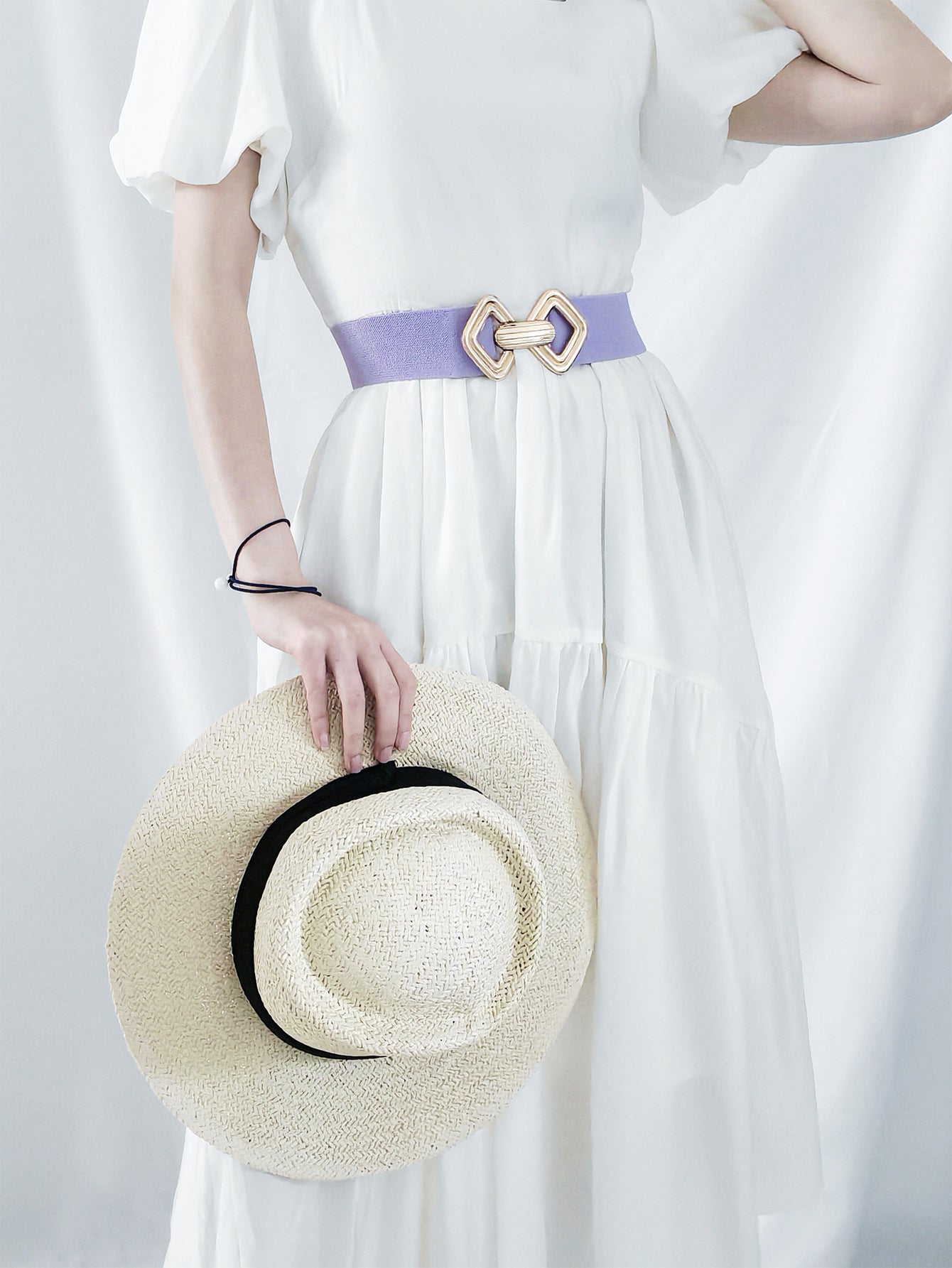 Geometric Buckle Elastic Wide Belt Carauana Store