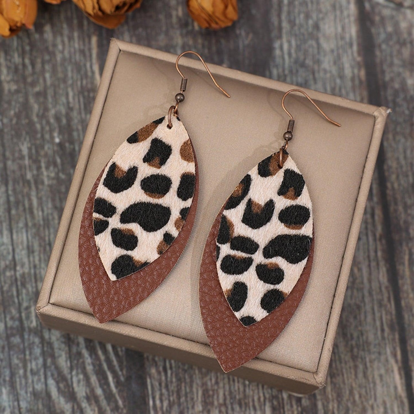 Leaf Shape Leather Dangle Earrings Carauana Store