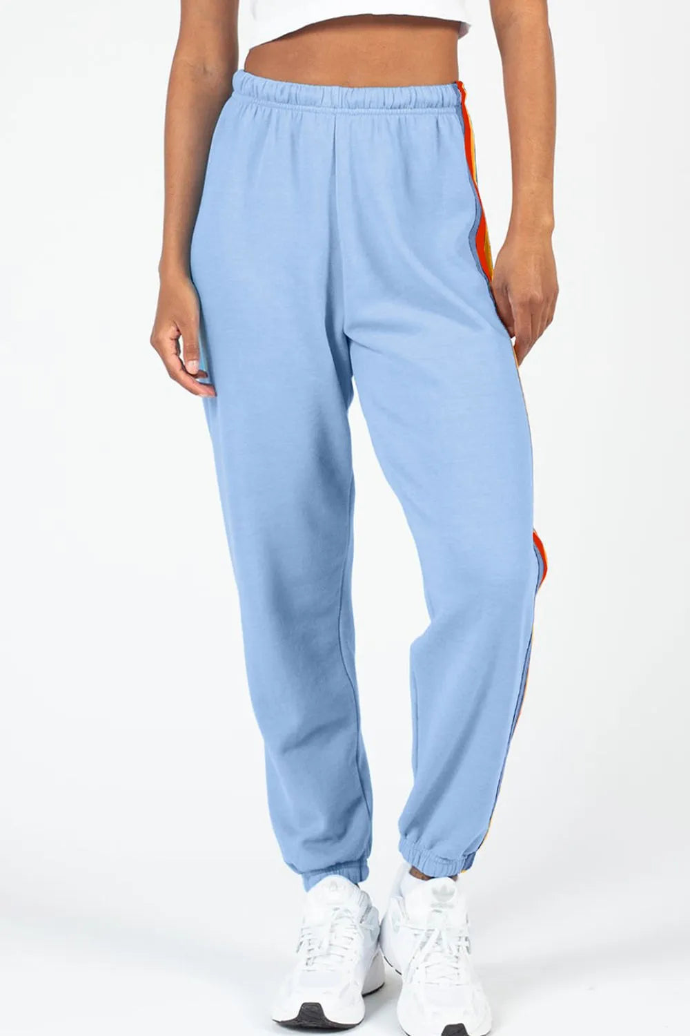 Contrast Striped Elastic Waist Active Pants Carauana Store