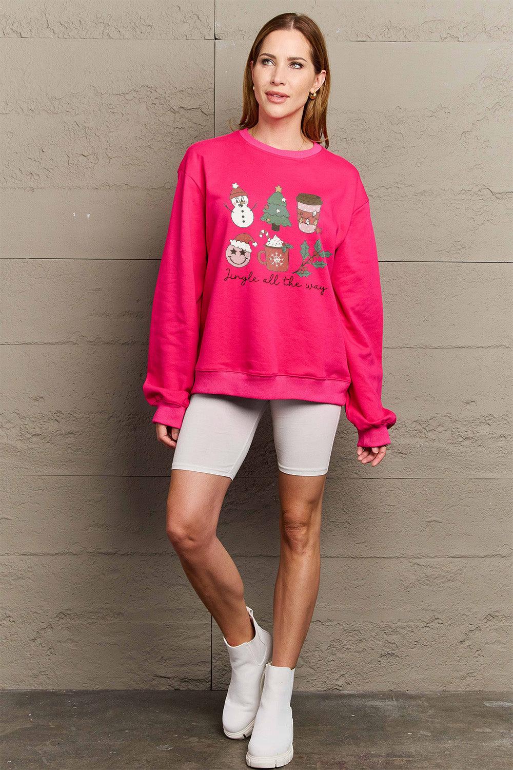 Simply Love Full Size JINGLE ALL THE WAY Long Sleeve Sweatshirt Carauana Store