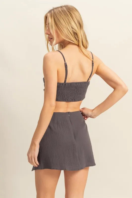 HYFVE Ruched Bra Top and Mini Skirt Set Carauana Store