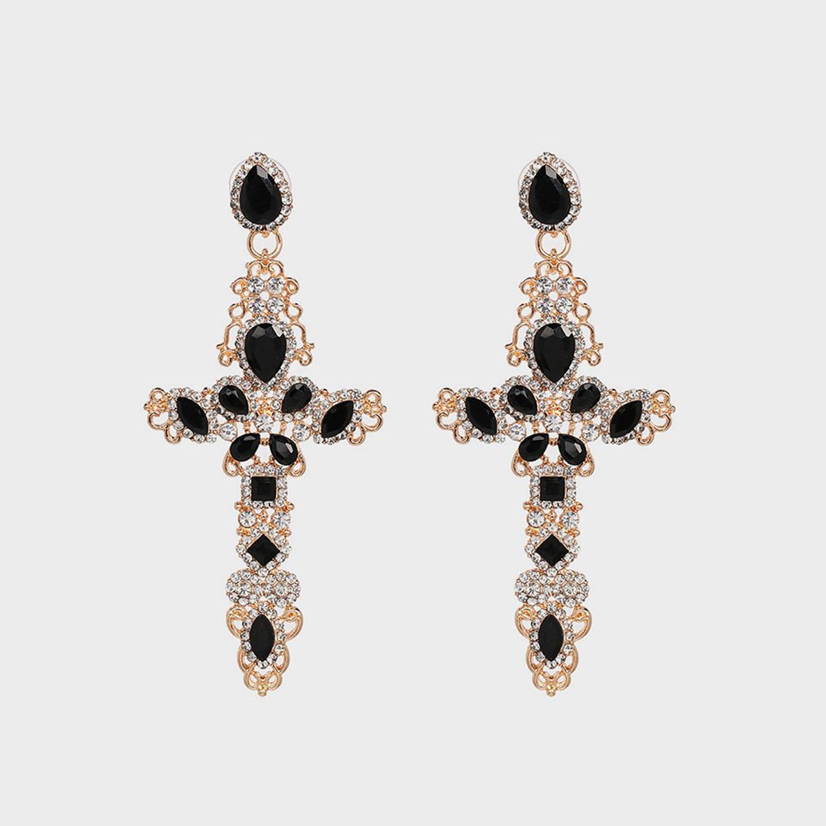 Rhinestone Alloy Cross Earrings Carauana Store