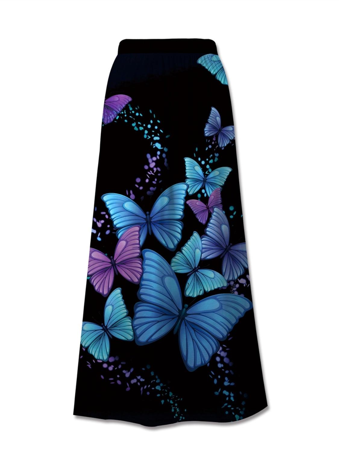 Printed Elastic Waist Midi Skirt Carauana Store