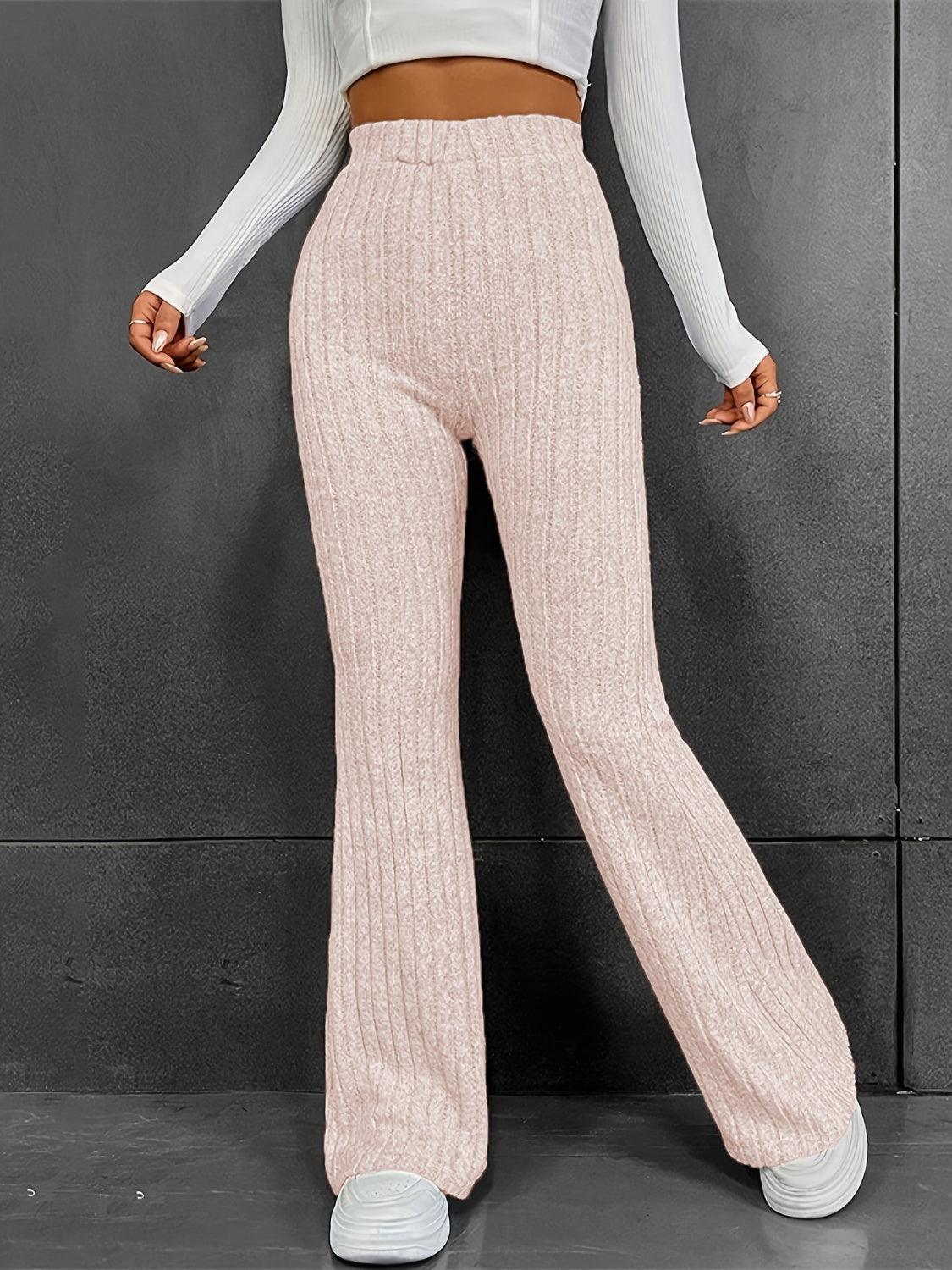Ribbed High Waist Bootcut Pants Carauana Store