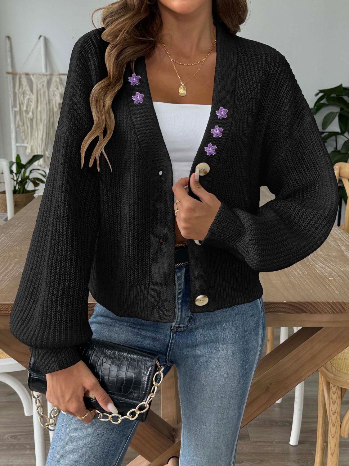 V-Neck Button Up Long Sleeve Cardigan Carauana Store
