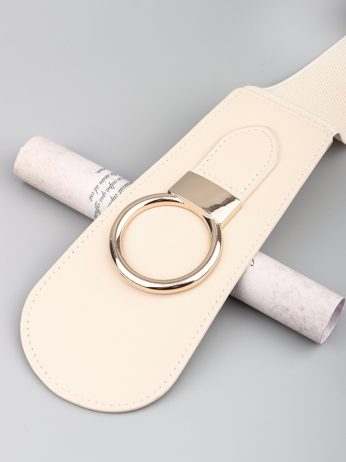 PU Elastic Wide Belt with Alloy Buckle Carauana Store