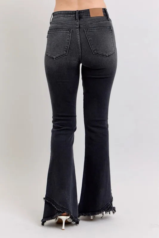 Judy Blue Full Size High Waist Flare W/ Mock Fray Tulip Hem Plus Size Carauana Store