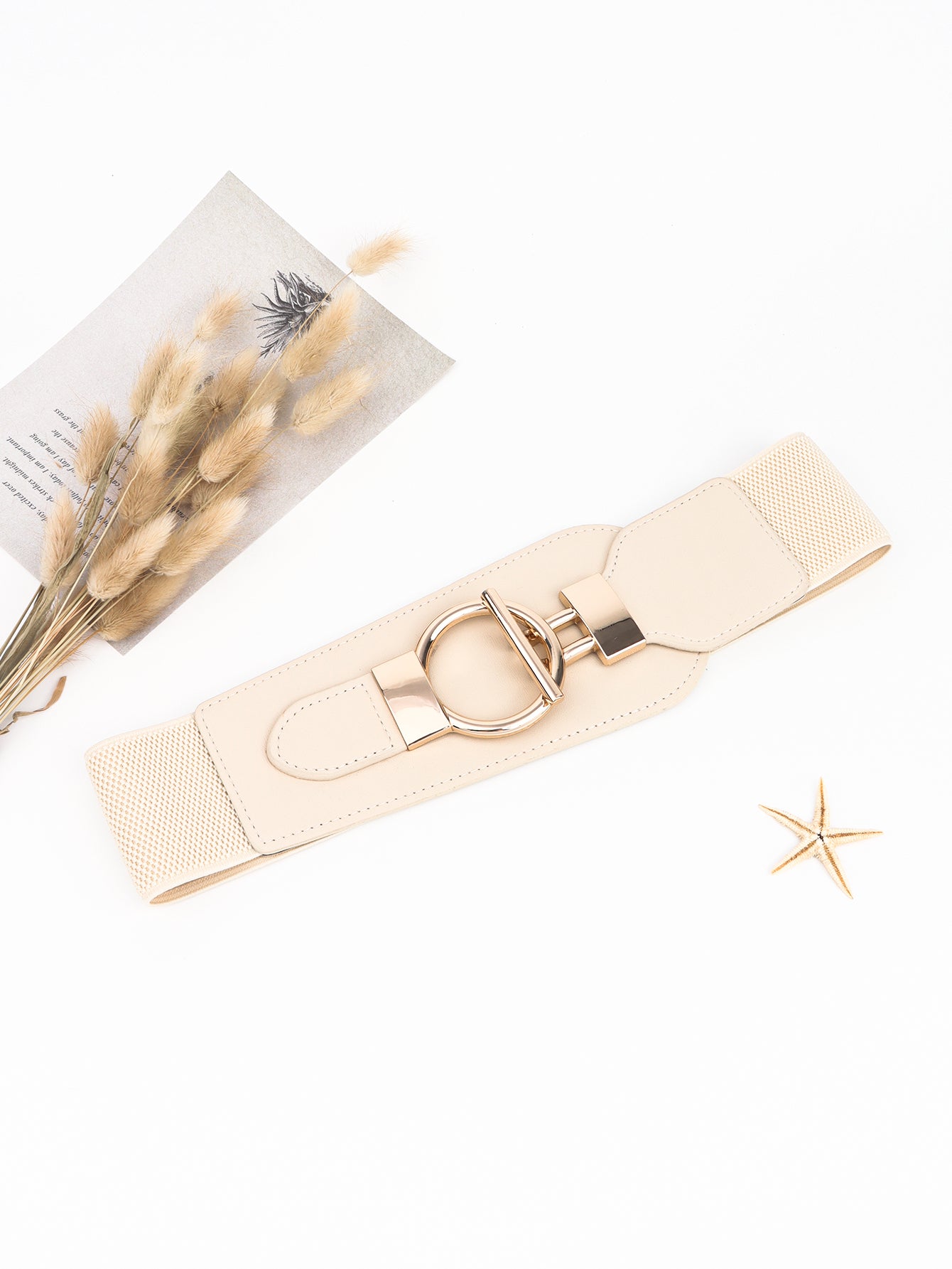 PU Elastic Wide Belt with Alloy Buckle Carauana Store