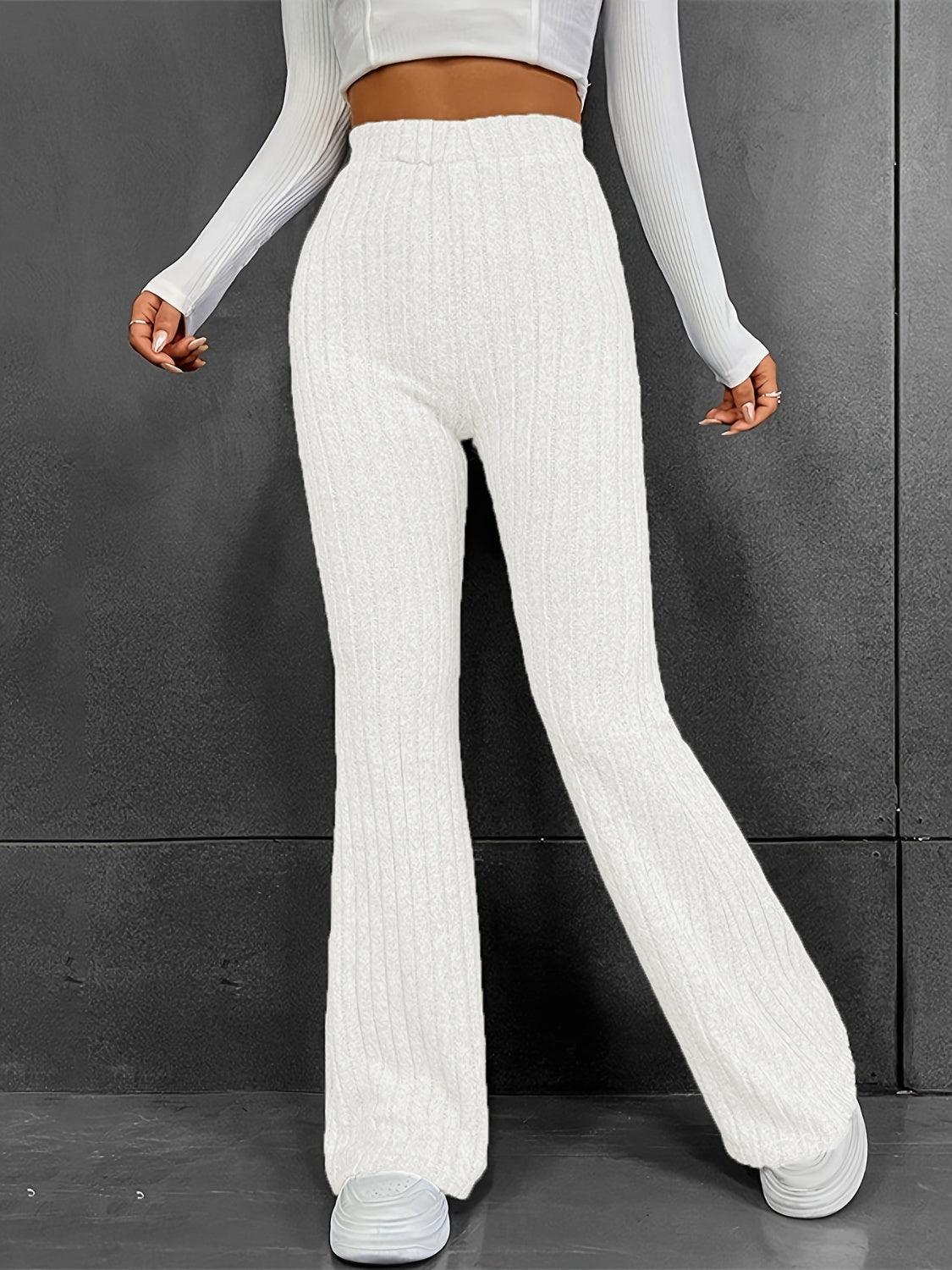 Ribbed High Waist Bootcut Pants Carauana Store