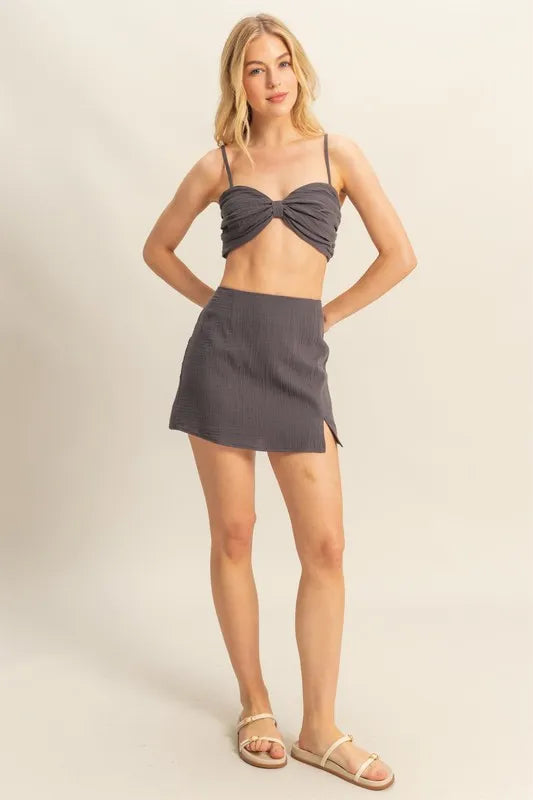 HYFVE Ruched Bra Top and Mini Skirt Set Carauana Store