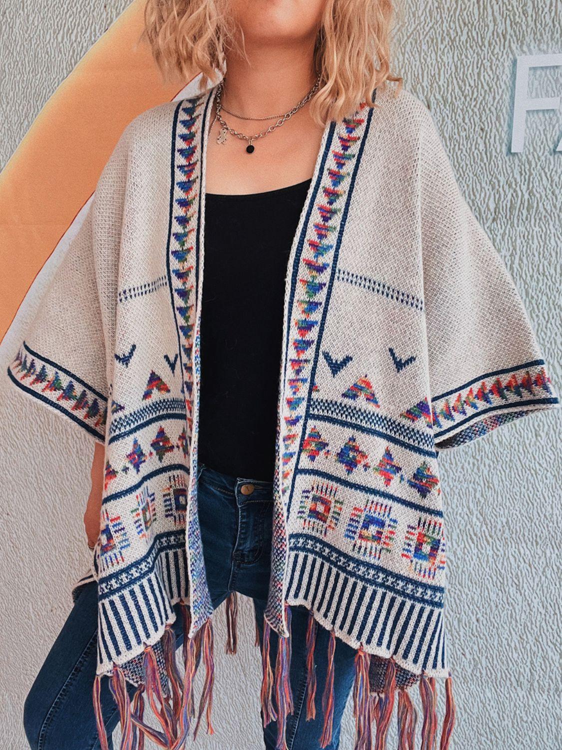 Fringe Open Front Cardigan Carauana Store