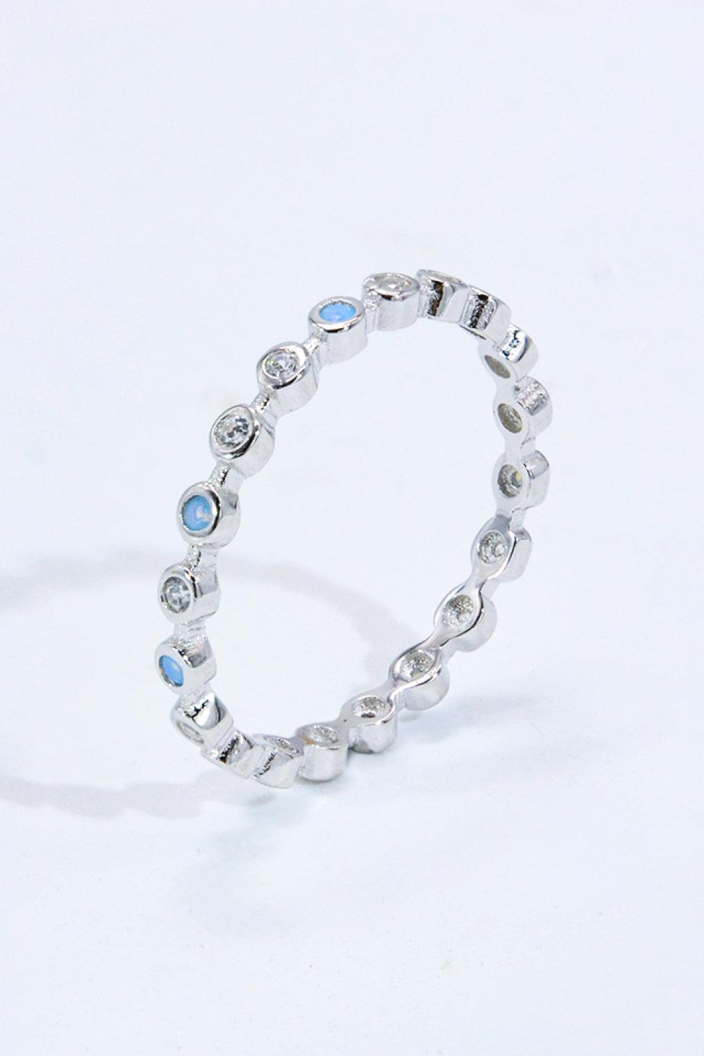 925 Sterling Silver Zircon and Natural Moonstone Ring Carauana Store