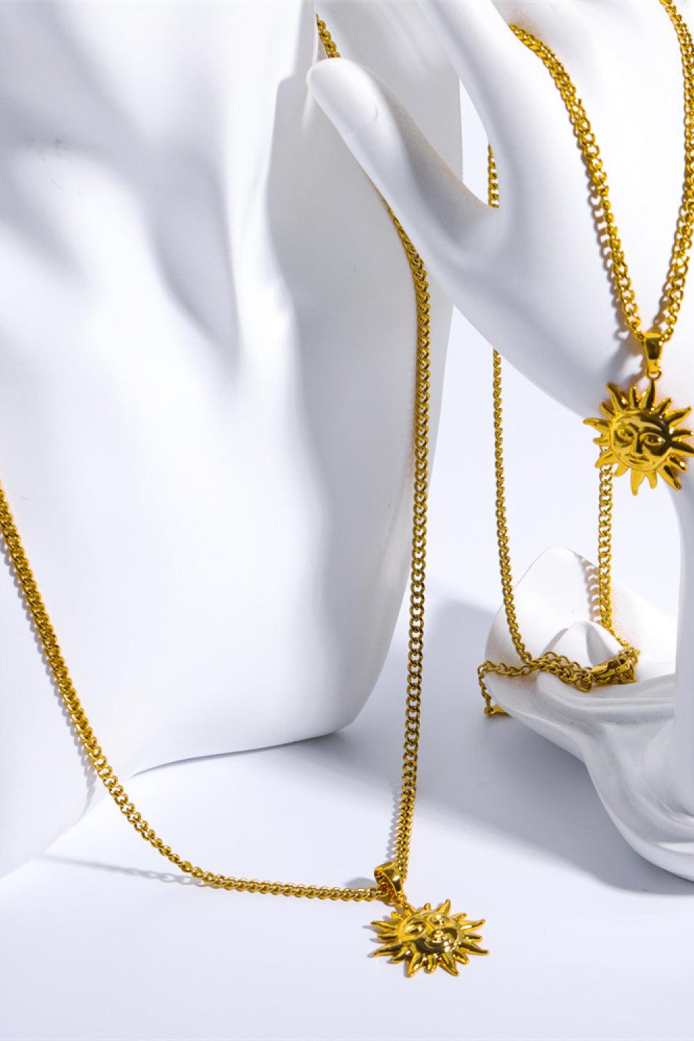 Sun Pendant Copper Necklace Carauana Store