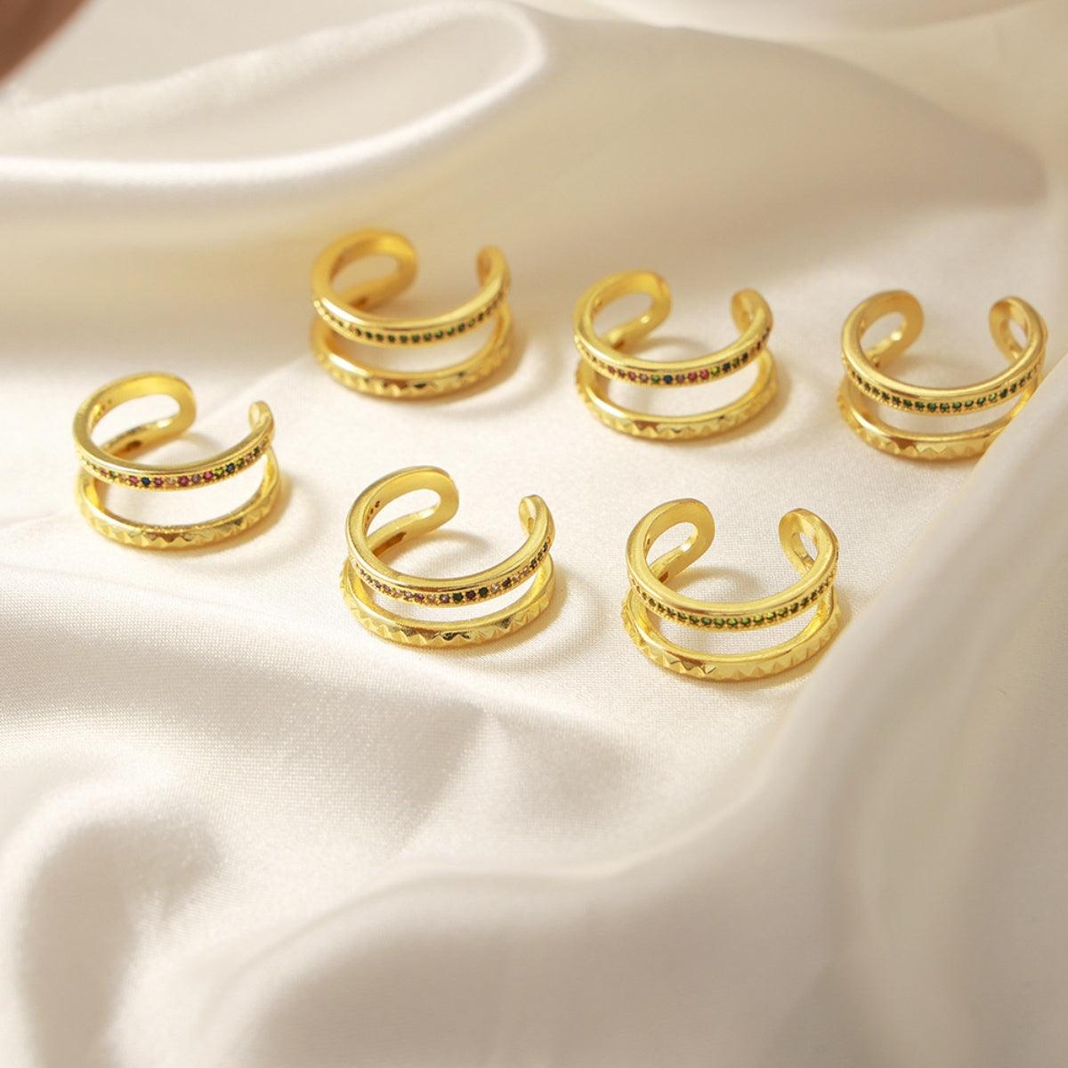 Gold-Plated Czech Diamond Double-Layered Ring Carauana Store