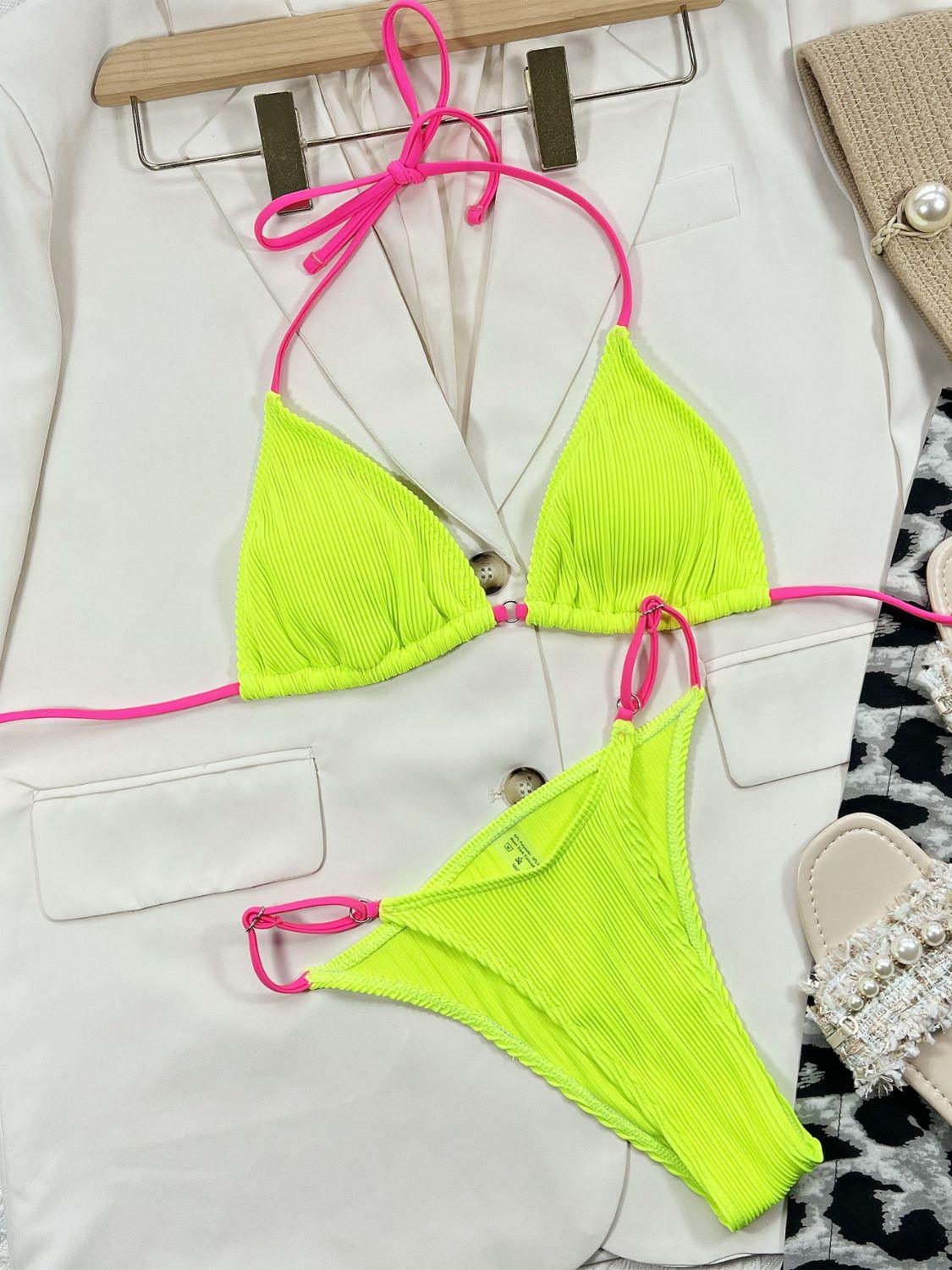 Ribbed Tie Back Bikini Set Carauana Store