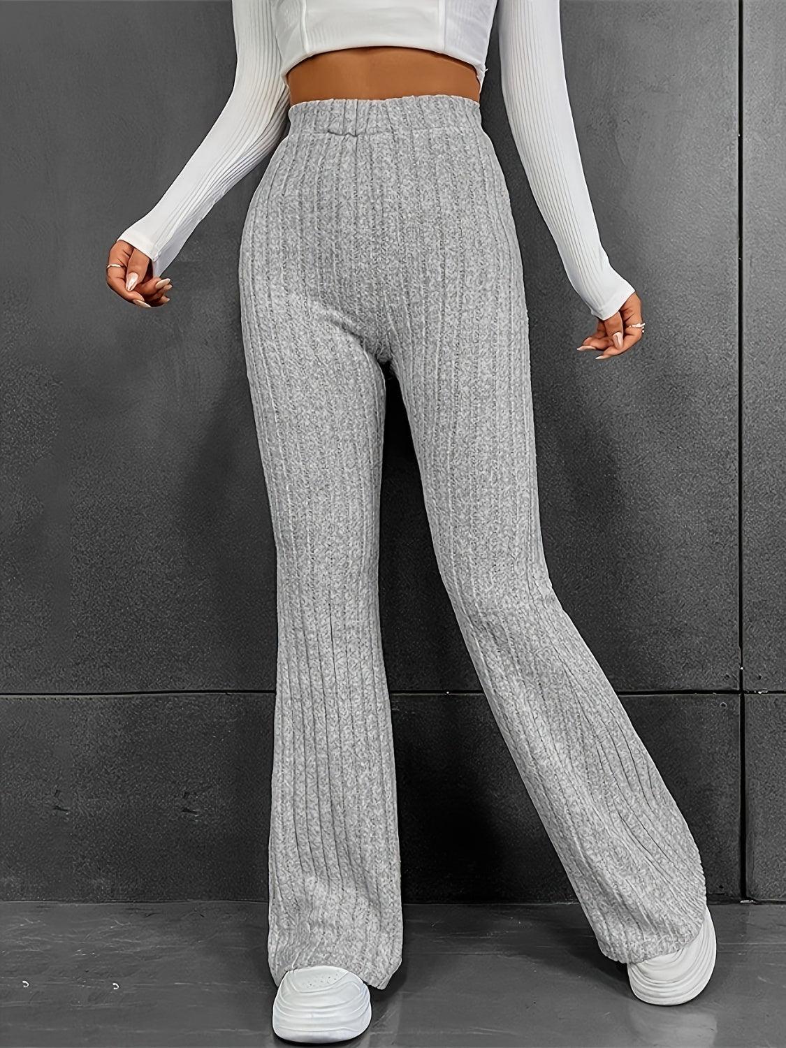 Ribbed High Waist Bootcut Pants Carauana Store