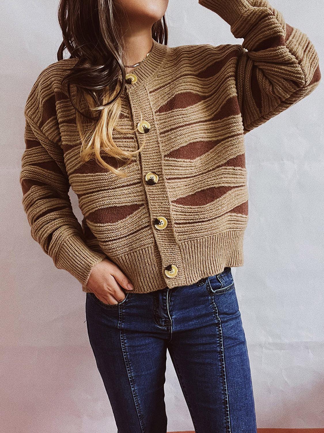 Color Block Button Front Cardigan Carauana Store