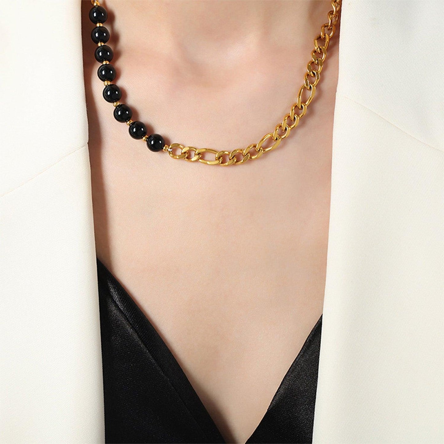 Bead Detail Chunky Chain Necklace Carauana Store