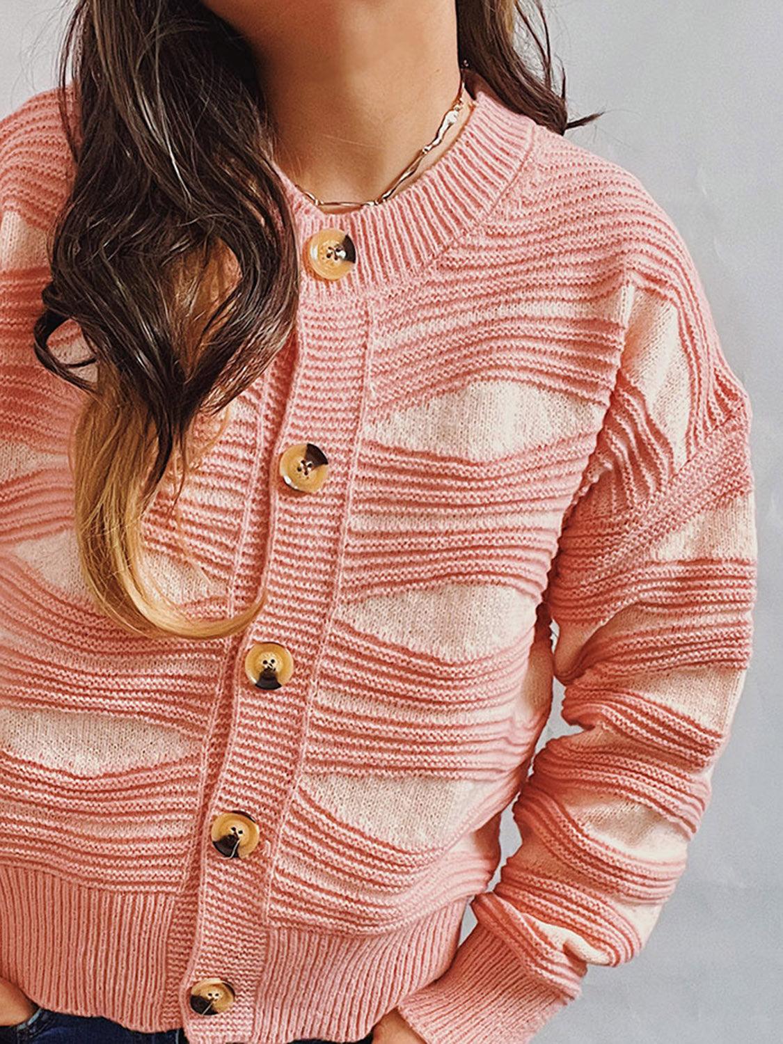 Color Block Button Front Cardigan Carauana Store