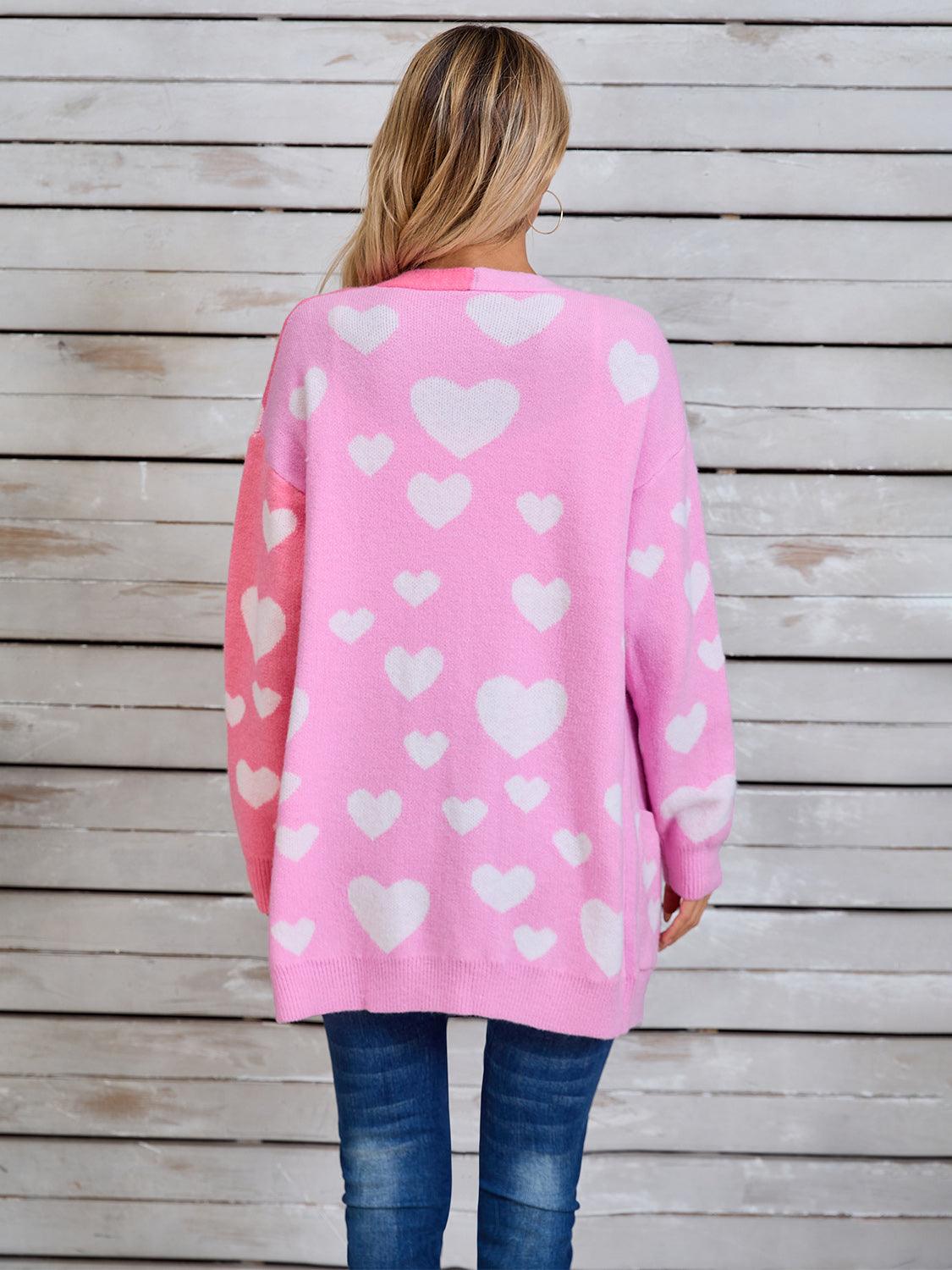 Angel Wings Heart Open Front Long Sleeve Cardigan Carauana Store