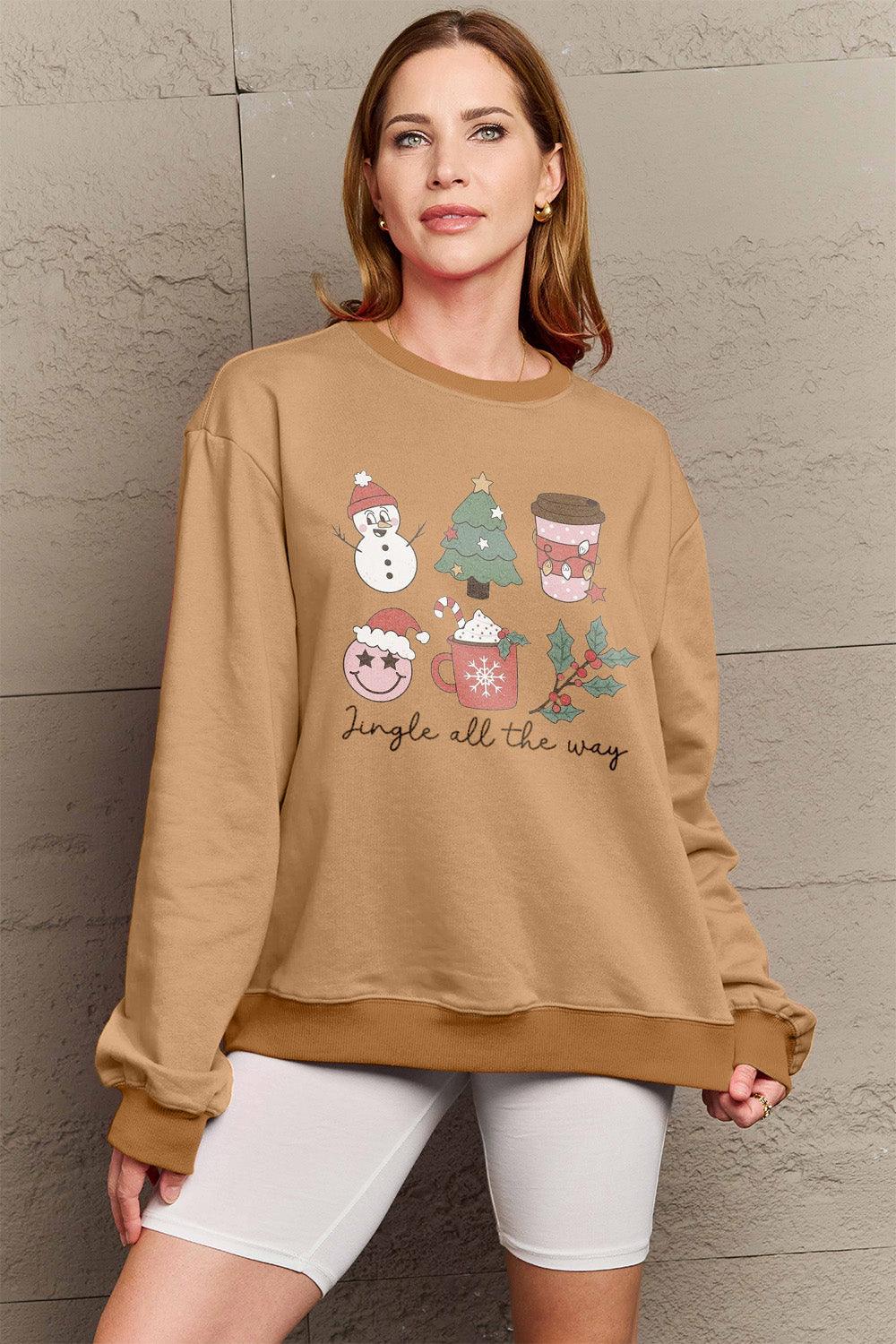 Simply Love Full Size JINGLE ALL THE WAY Long Sleeve Sweatshirt Carauana Store