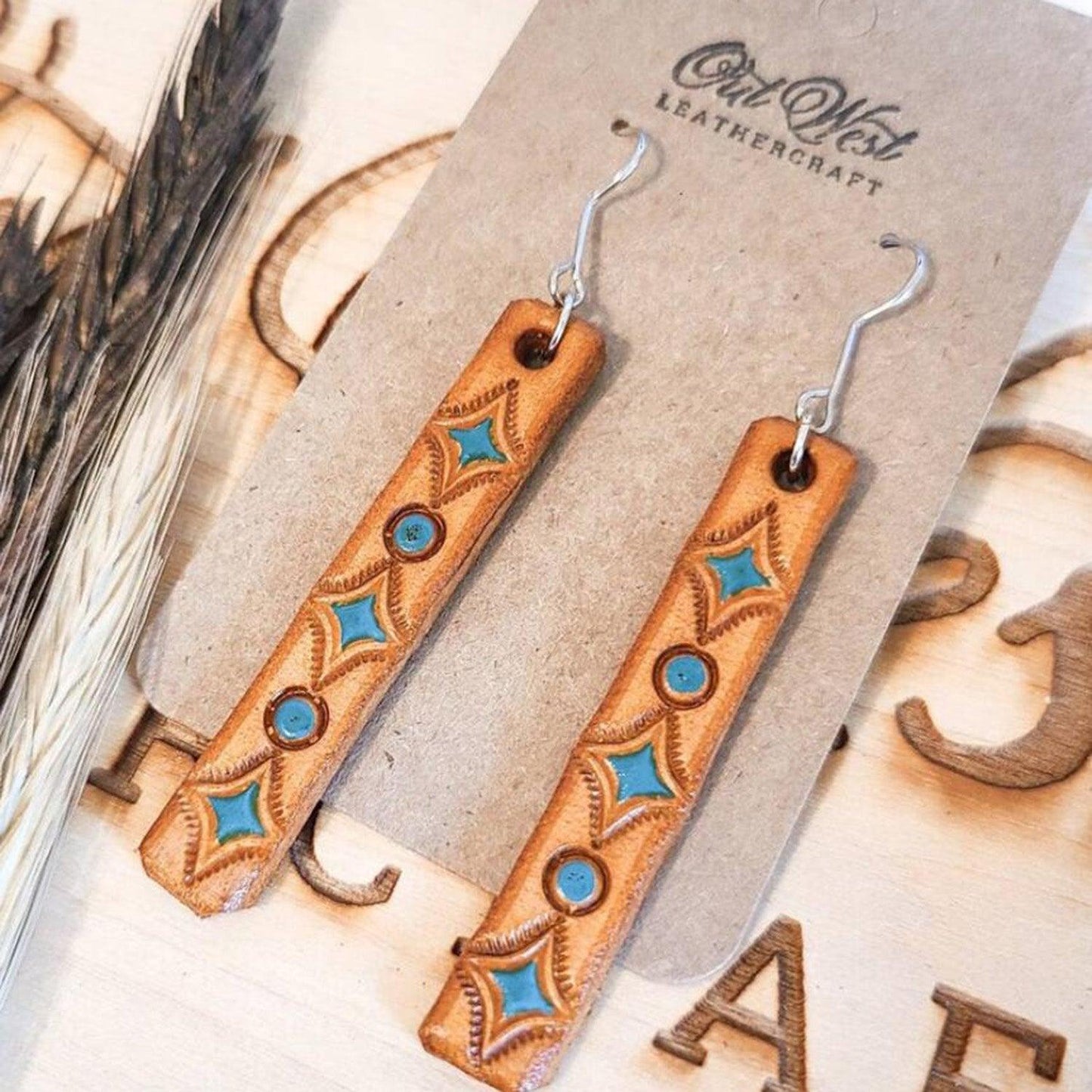 Geometric Leather Bar Earrings Carauana Store
