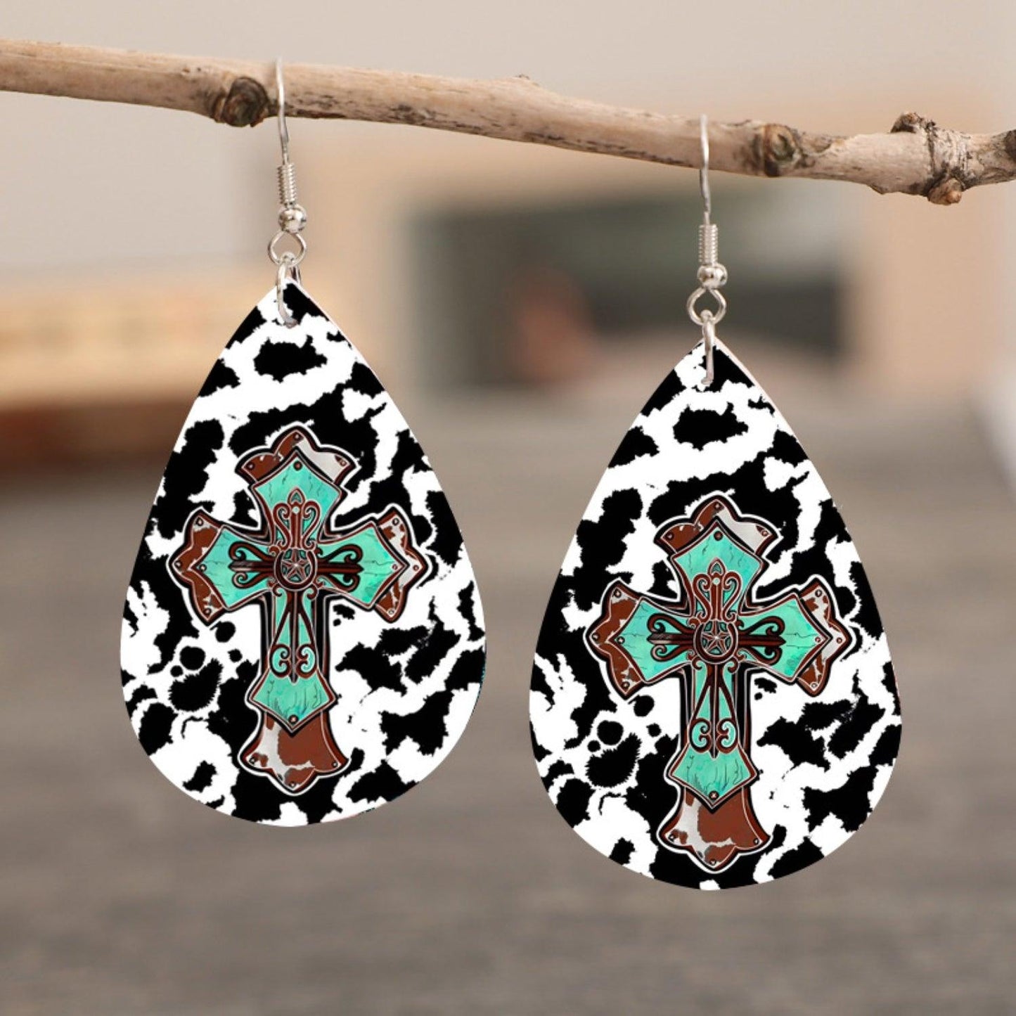 PU Leather Iron Hook Teardrop Earrings Carauana Store