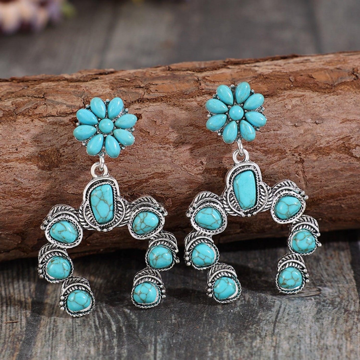 Artificial Turquoise Alloy Dangle Earrings Carauana Store