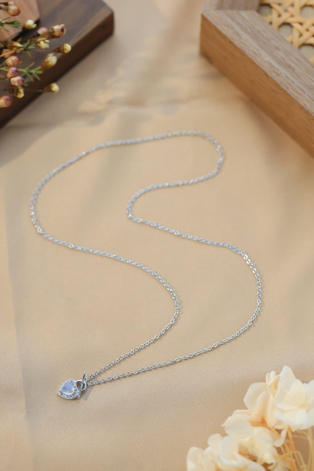 Moonstone Heart Lock Pendant Necklace Carauana Store