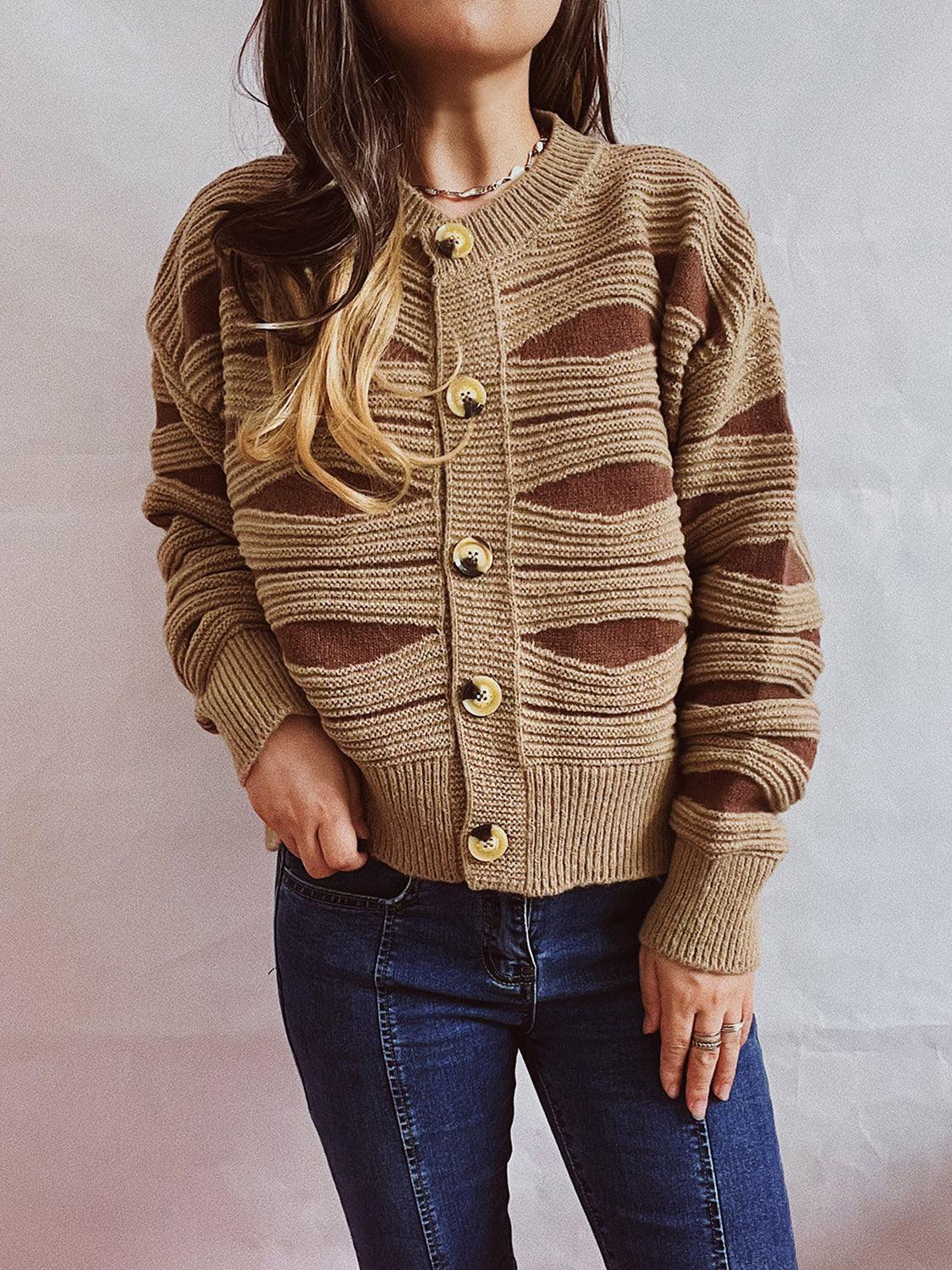 Color Block Button Front Cardigan Carauana Store