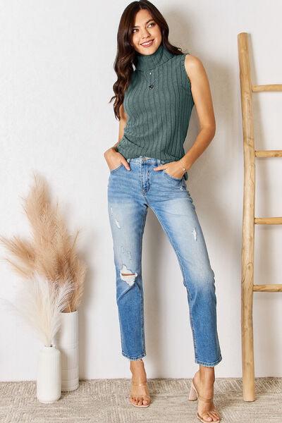 Basic Bae Full Size Ribbed Turtleneck Tank Carauana Store
