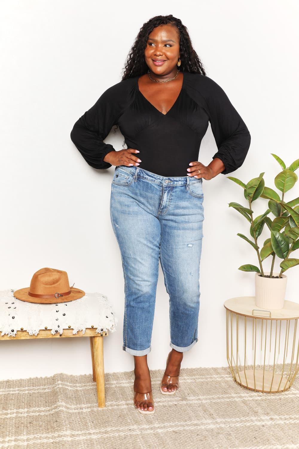 Culture Code Full Size V- Neck Bodysuit Carauana Store