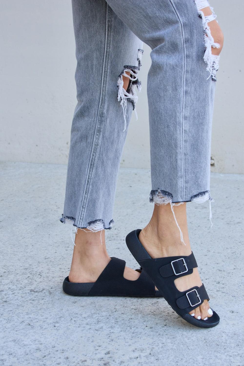 Forever Link Double Buckle Open Toe Sandals Carauana Store