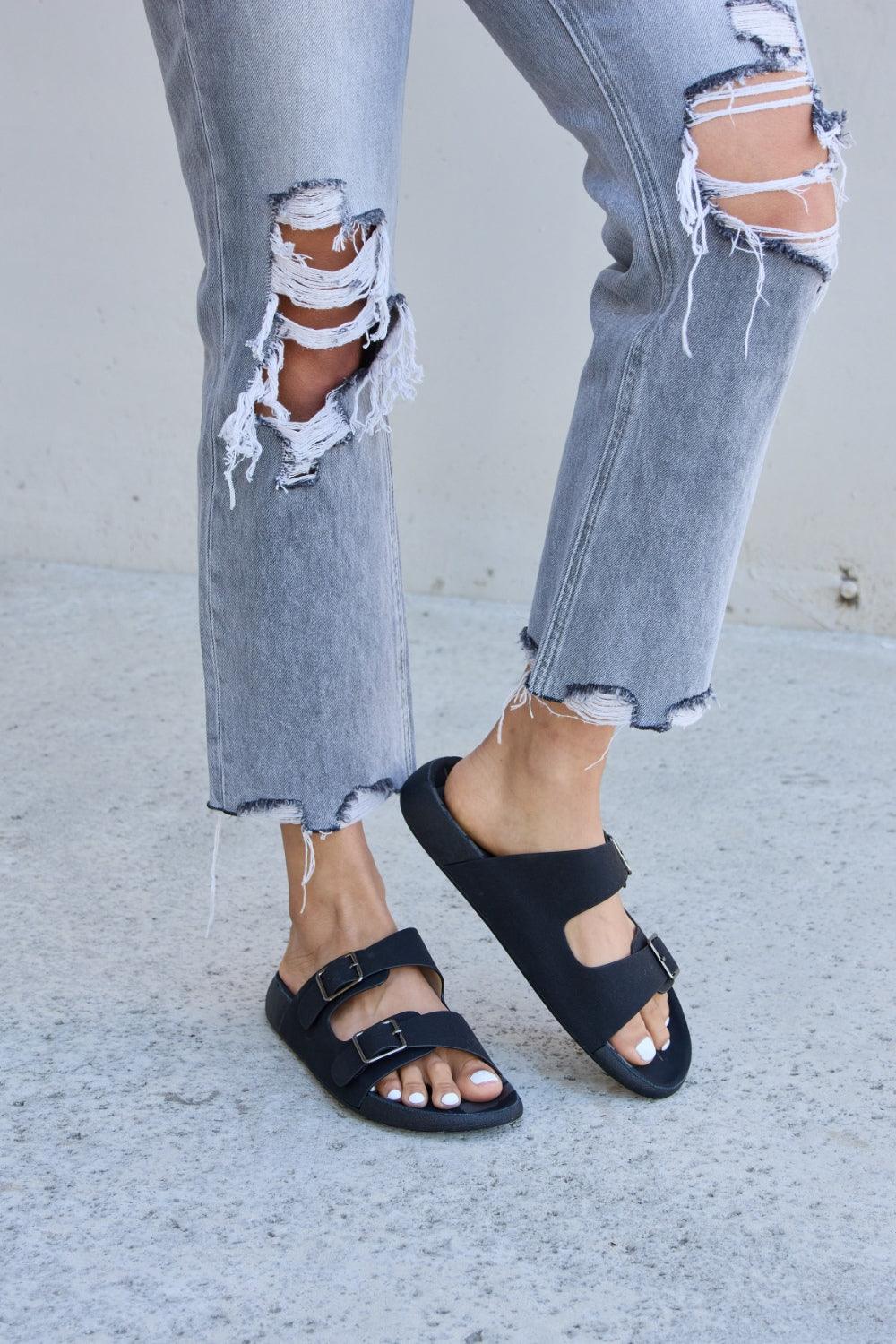 Forever Link Double Buckle Open Toe Sandals Carauana Store