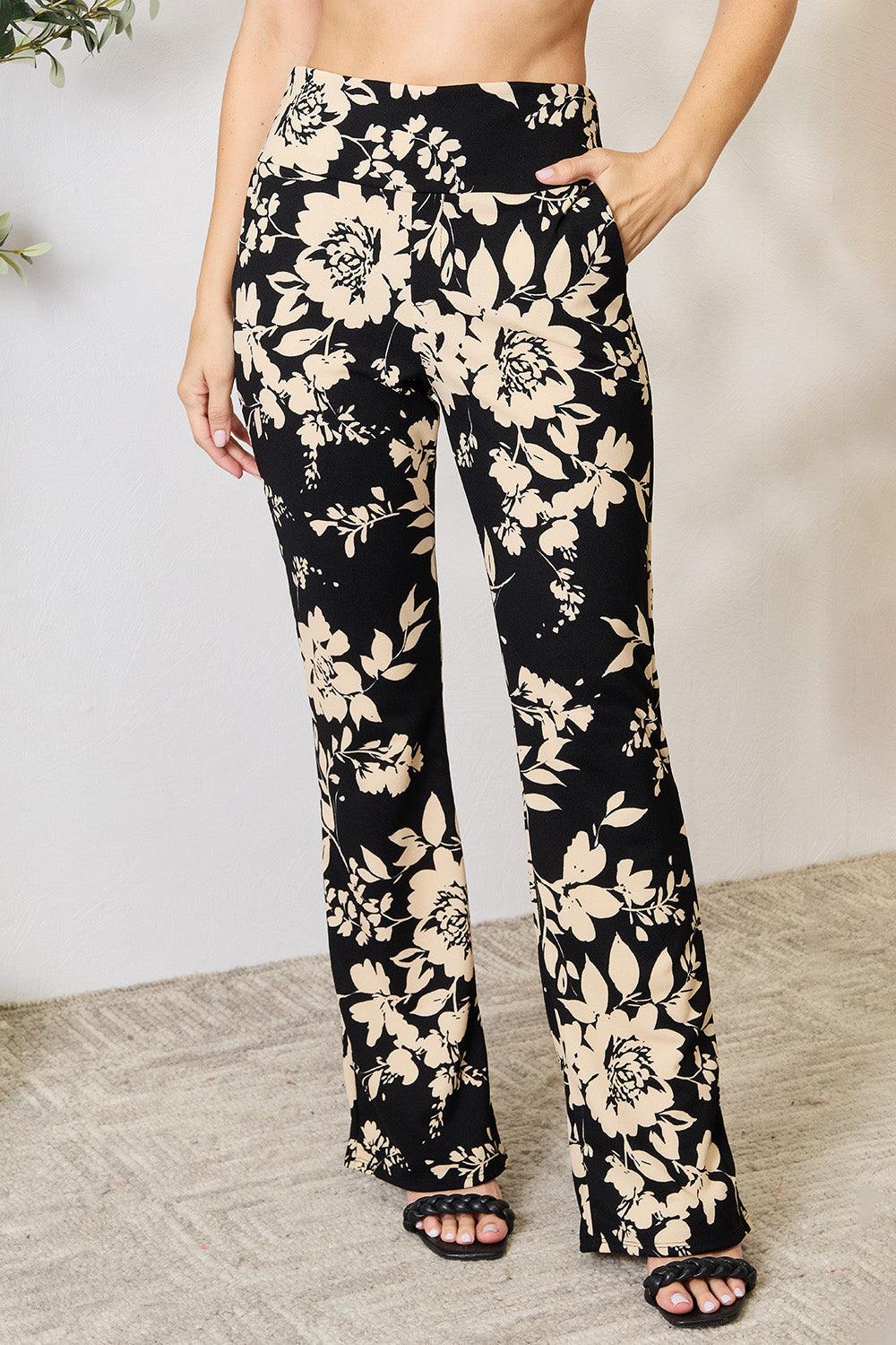 Heimish Full Size High Waist Floral Flare Pants Carauana Store