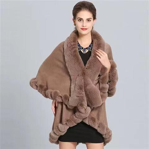Loose Coat Faux Fox Fur Poncho Wool Coats Women Tassel Cloak Warm Outwear Carauana Store