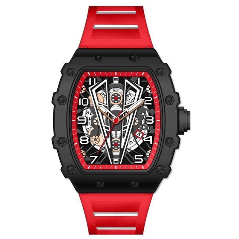 MEGIR Tonneau Dial Sport Watch For Men Fashion Waterproof Quartz Wristwatches Auto Date Luminous Silicone Strap 9006 Carauana Store