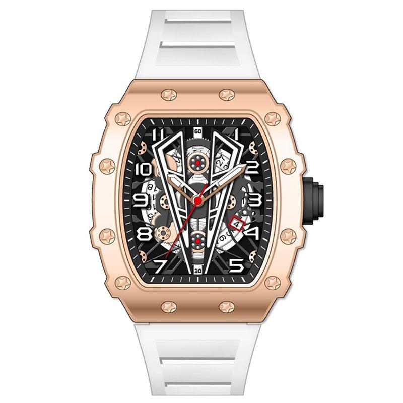 MEGIR Tonneau Dial Sport Watch For Men Fashion Waterproof Quartz Wristwatches Auto Date Luminous Silicone Strap 9006 Carauana Store