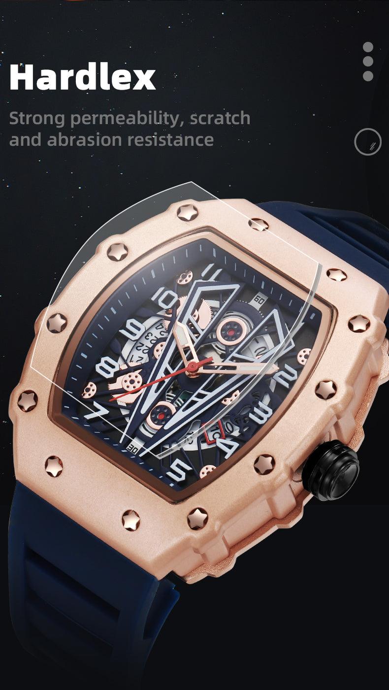 MEGIR Tonneau Dial Sport Watch For Men Fashion Waterproof Quartz Wristwatches Auto Date Luminous Silicone Strap 9006 Carauana Store