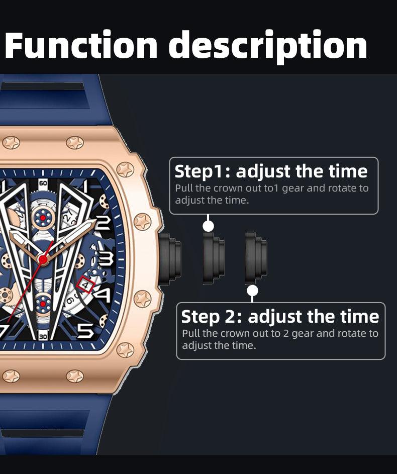 MEGIR Tonneau Dial Sport Watch For Men Fashion Waterproof Quartz Wristwatches Auto Date Luminous Silicone Strap 9006 Carauana Store