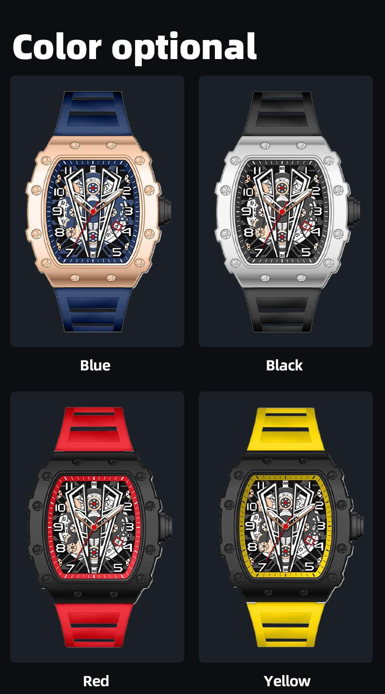 MEGIR Tonneau Dial Sport Watch For Men Fashion Waterproof Quartz Wristwatches Auto Date Luminous Silicone Strap 9006 Carauana Store