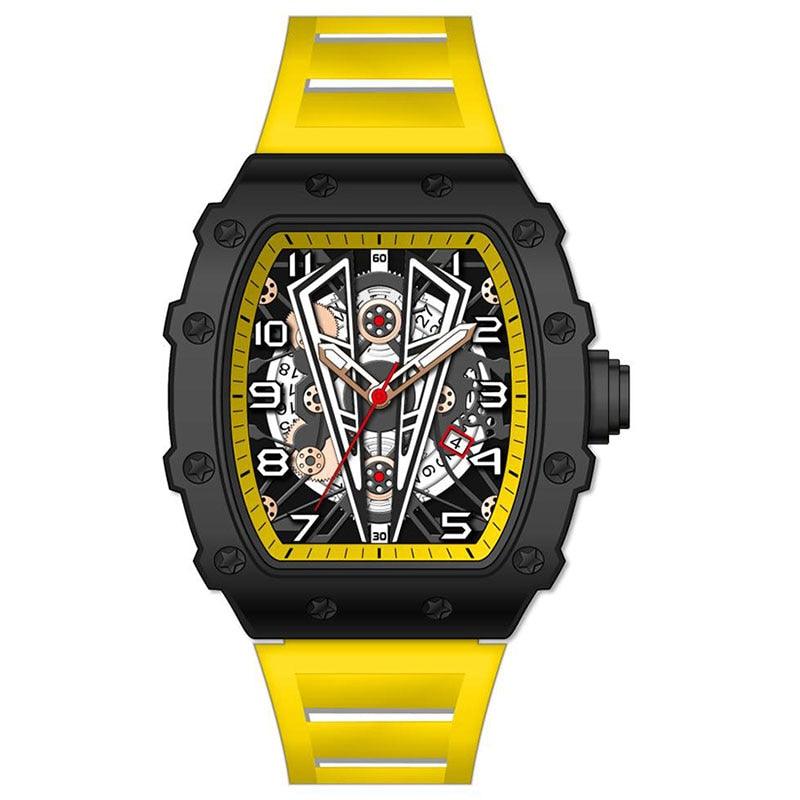 MEGIR Tonneau Dial Sport Watch For Men Fashion Waterproof Quartz Wristwatches Auto Date Luminous Silicone Strap 9006 Carauana Store