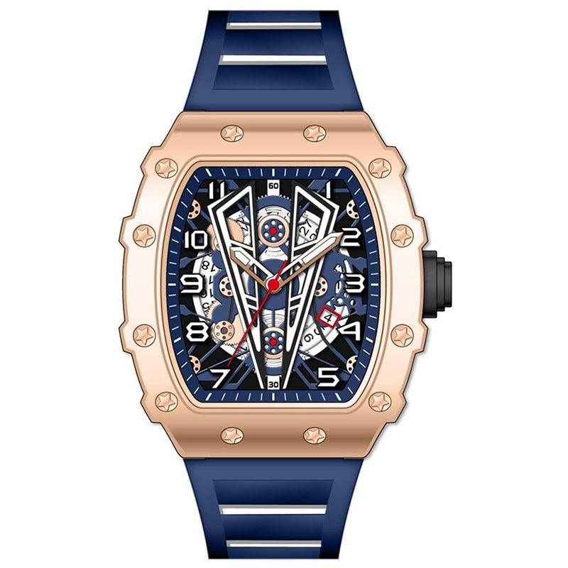MEGIR Tonneau Dial Sport Watch For Men Fashion Waterproof Quartz Wristwatches Auto Date Luminous Silicone Strap 9006 Carauana Store