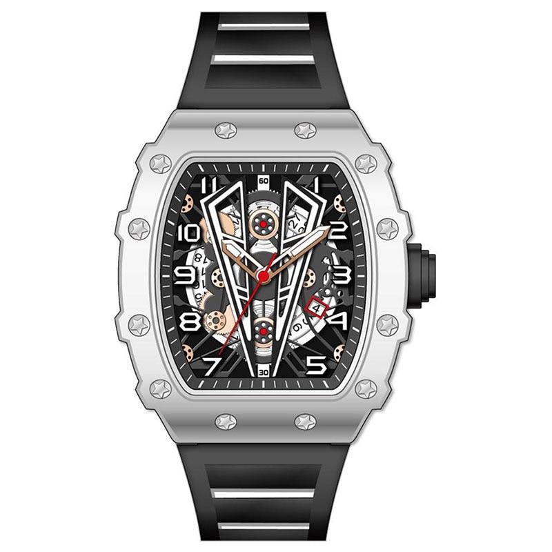 MEGIR Tonneau Dial Sport Watch For Men Fashion Waterproof Quartz Wristwatches Auto Date Luminous Silicone Strap 9006 Carauana Store